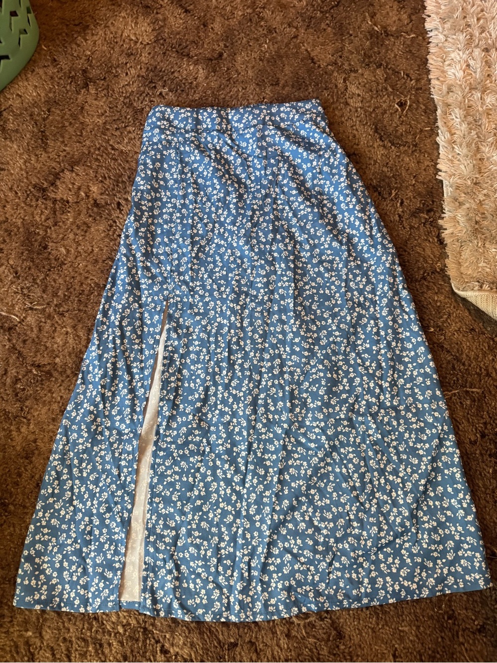 SHEIN Blue Floral Maxi Skirt with Side Slit